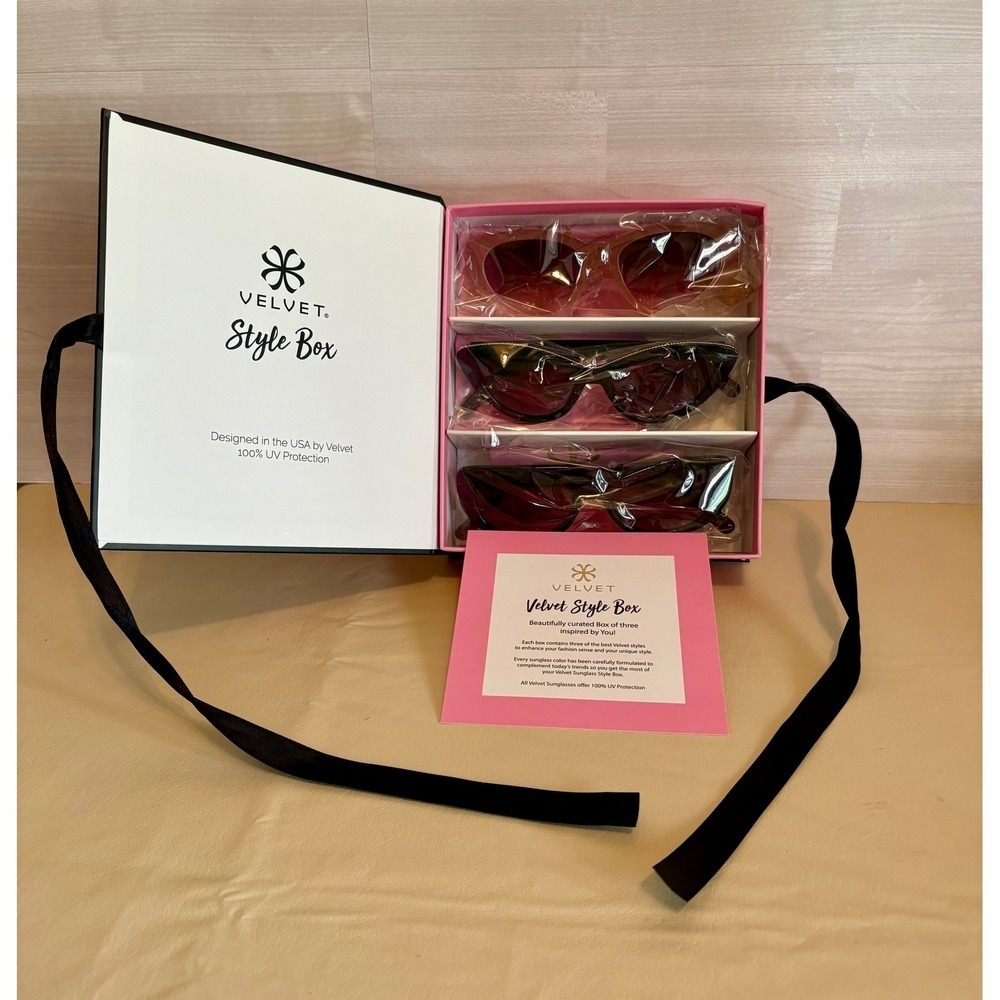 Velvet Womens Sunglasses Style Box Set of 3 UV Protection NEW Designer Glam Chic